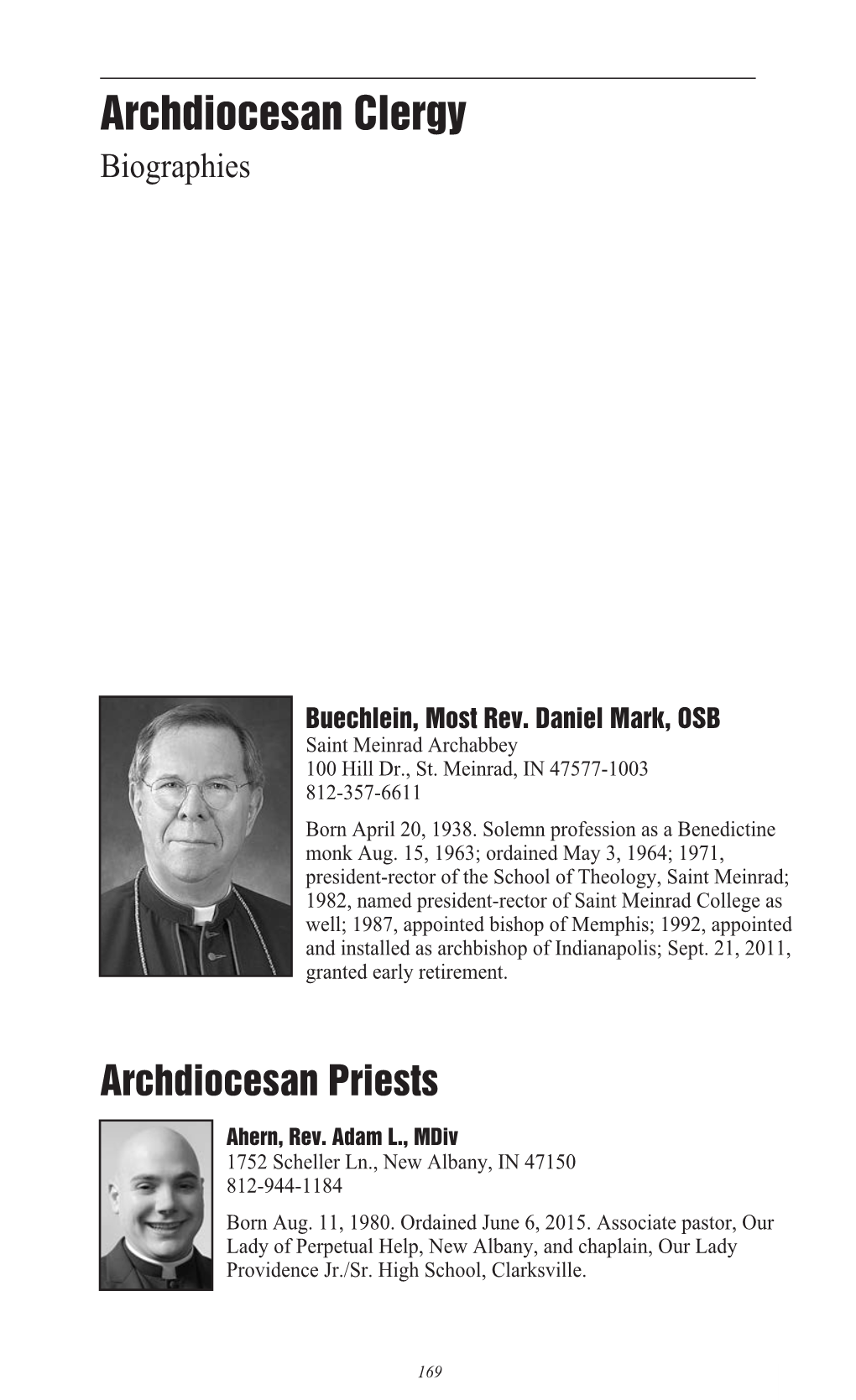 Archdiocesan Clergy Biographies