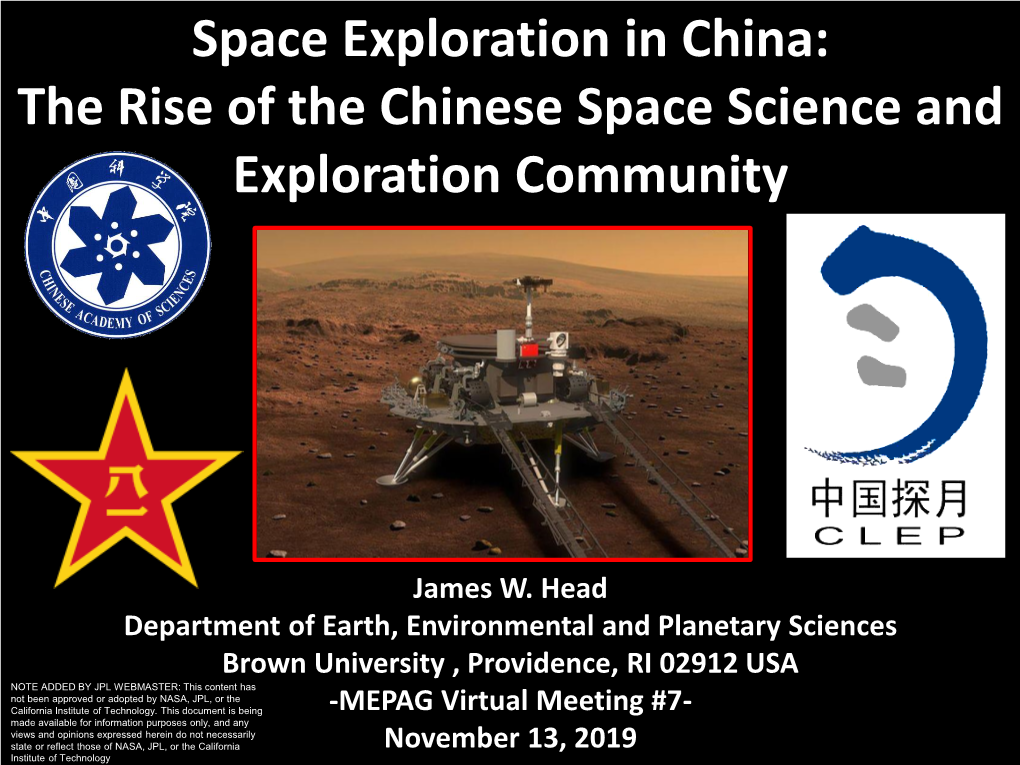 Space Exploration in China: the Rise of the Chinese Space Science and Exploration Community