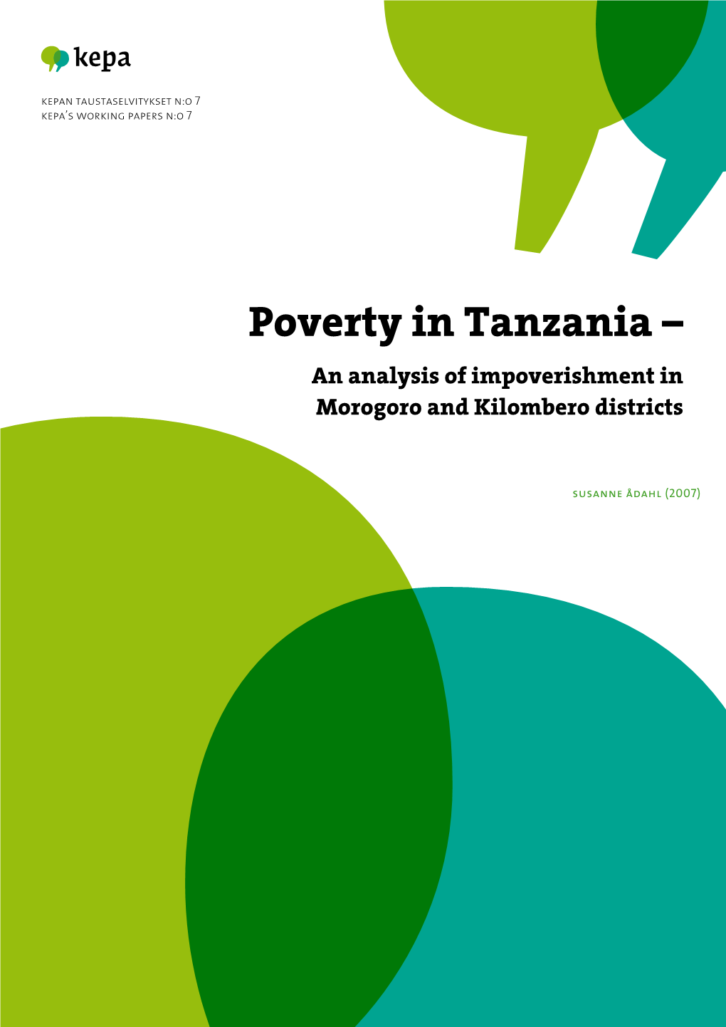 Poverty in Tanzania – an Analysis of Impoverishment in Morogoro and Kilombero Districts