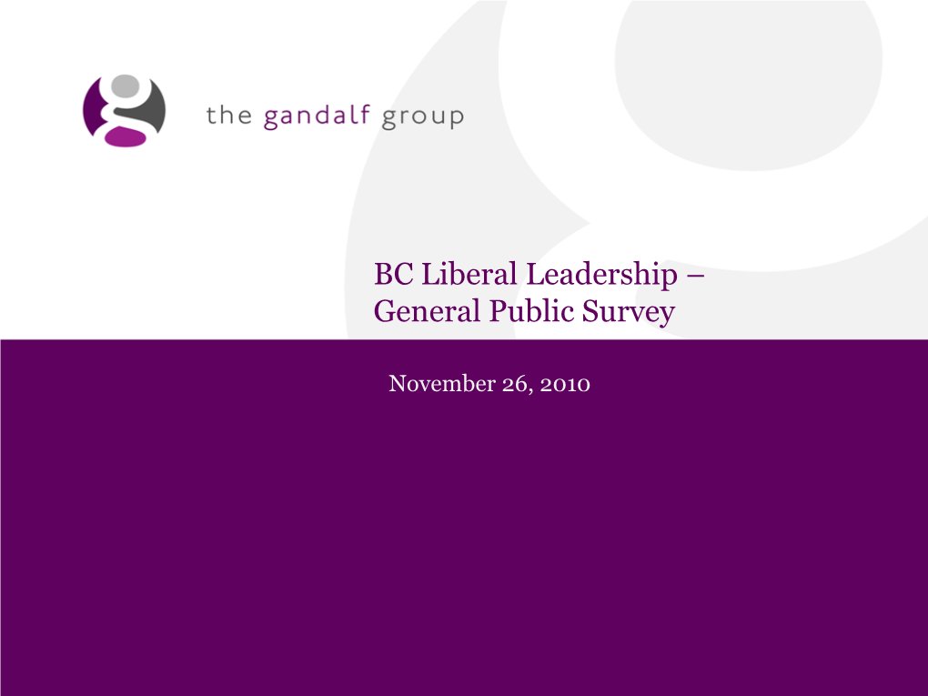 BC Liberal Leadership – General Public Survey