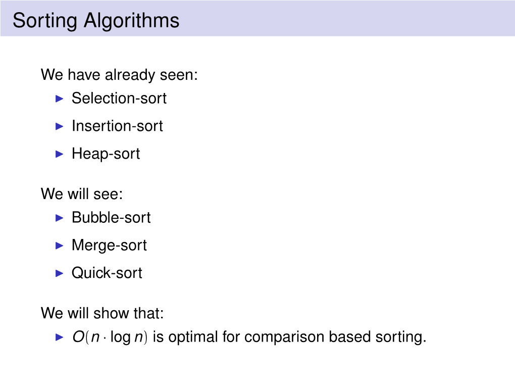 Sorting Algorithms