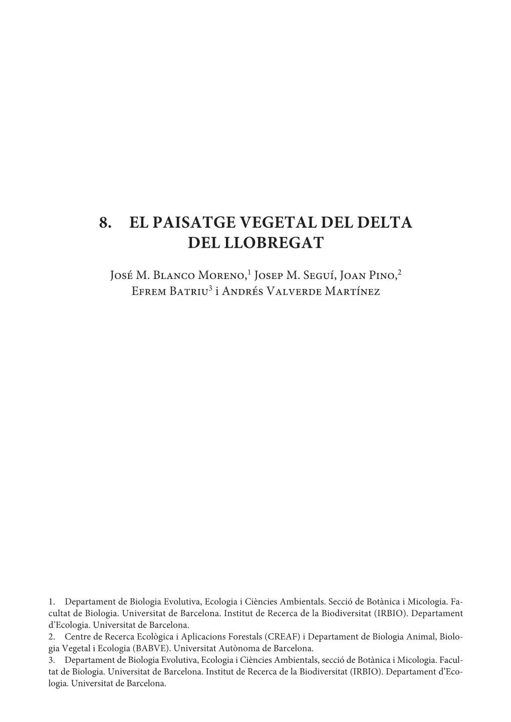 8. El Paisatge Vegetal Del Delta Del Llobregat