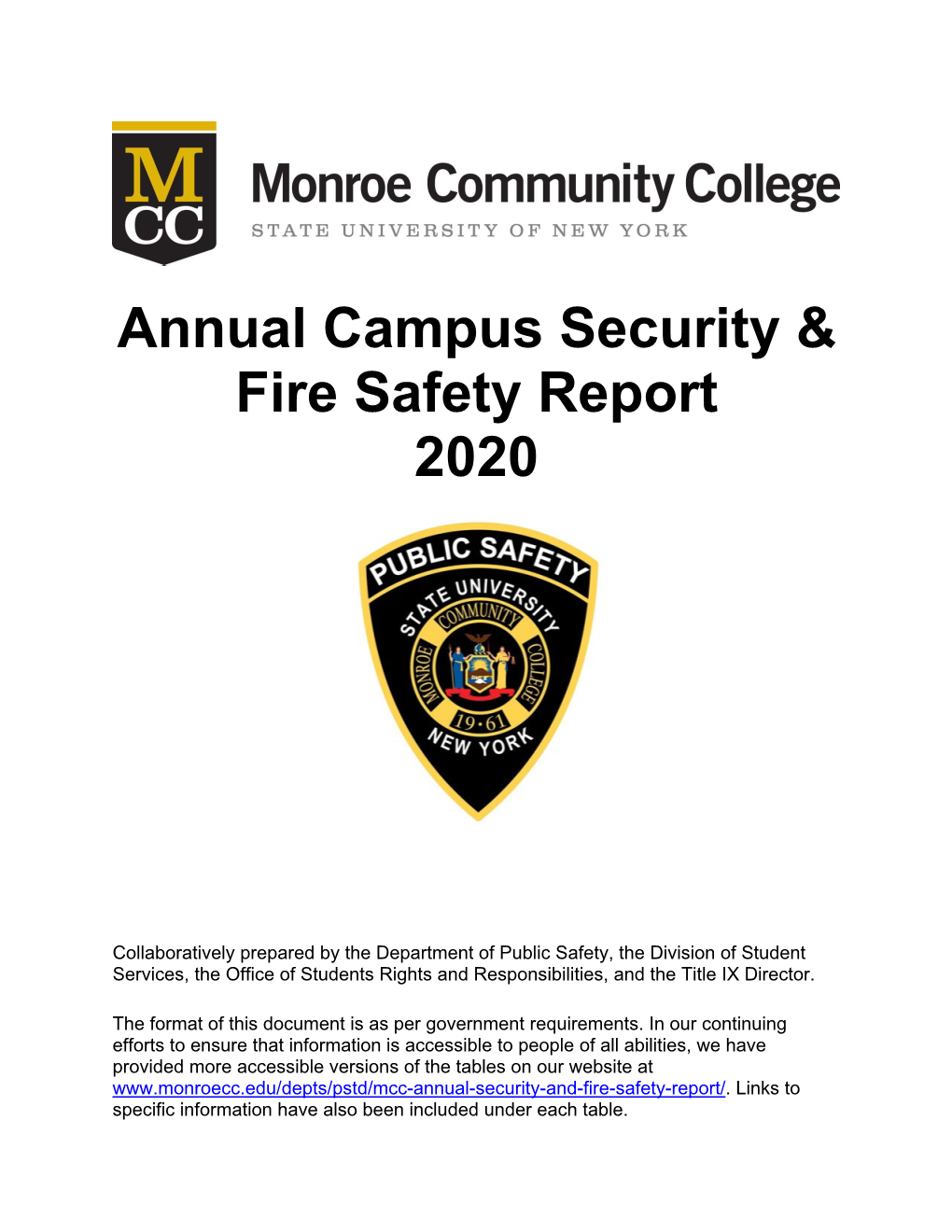 Annual Campus Security & Fire Safety Report 2020