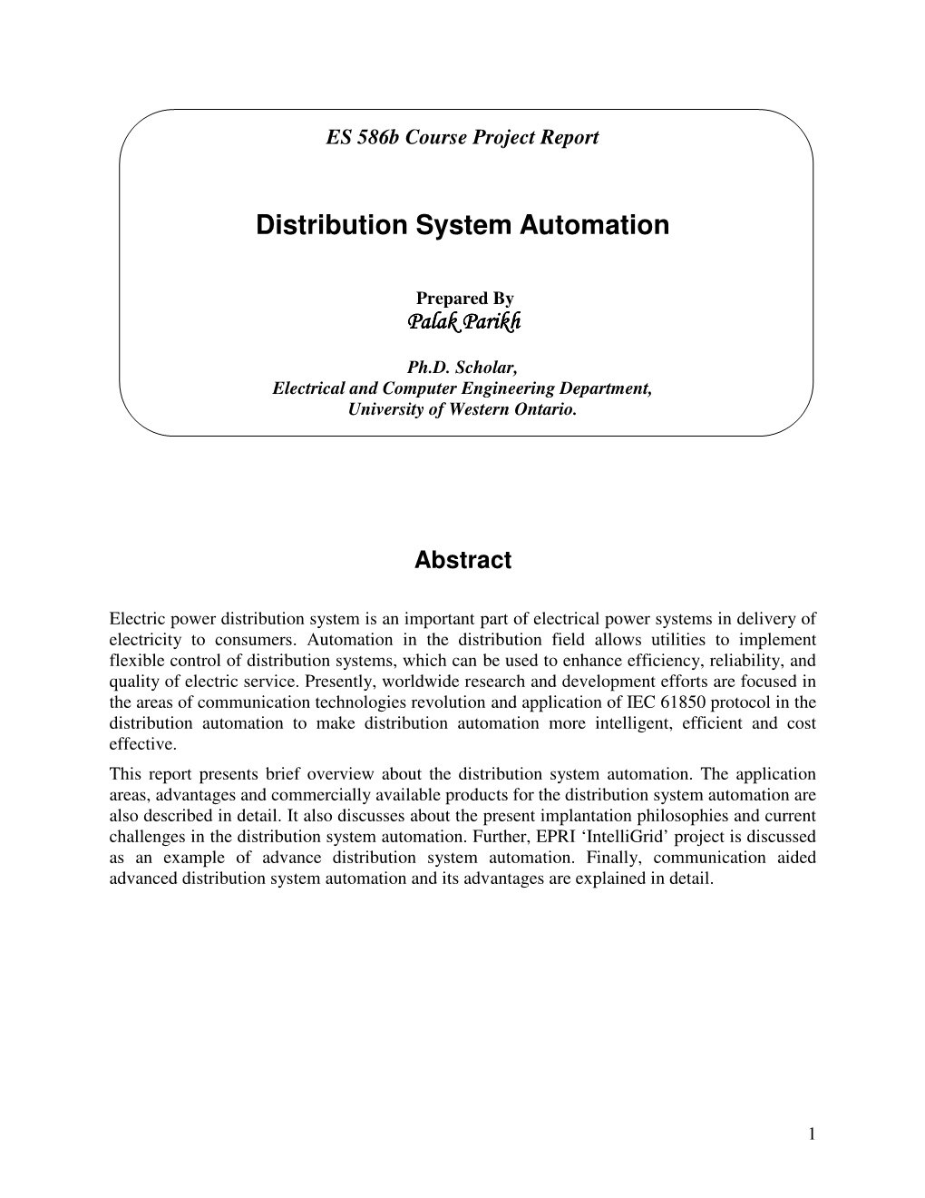 Distribution System Automation