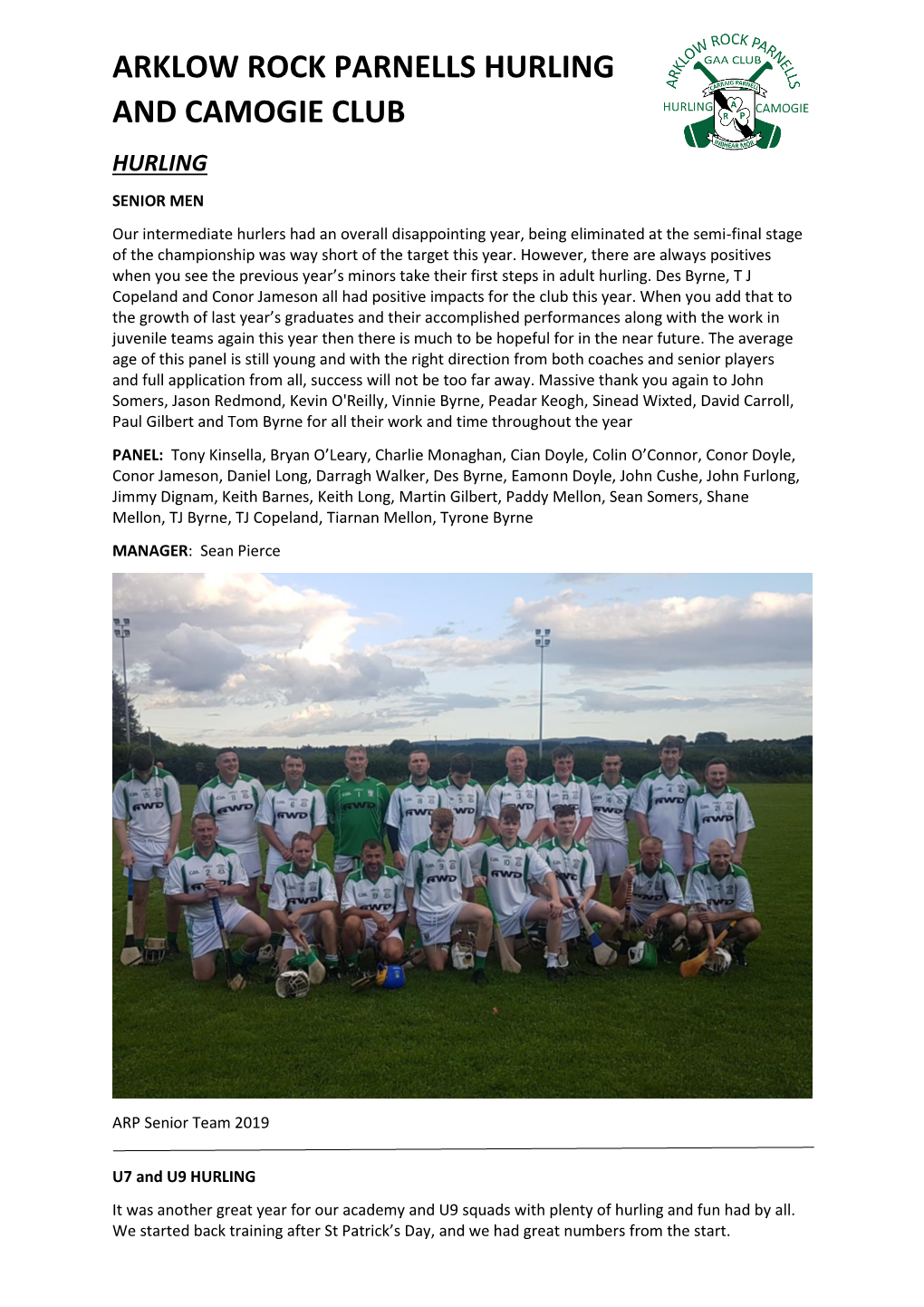 Arklow Rock Parnells Hurling and Camogie Club