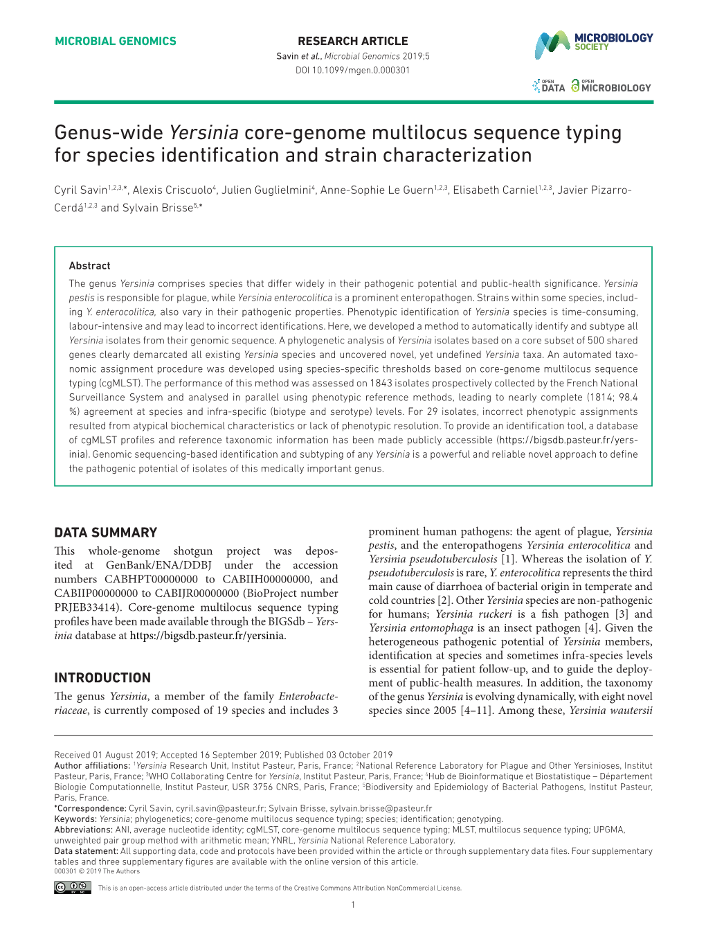 Genome Multilocus Sequence Typing for Species Identification and Strain Characterization