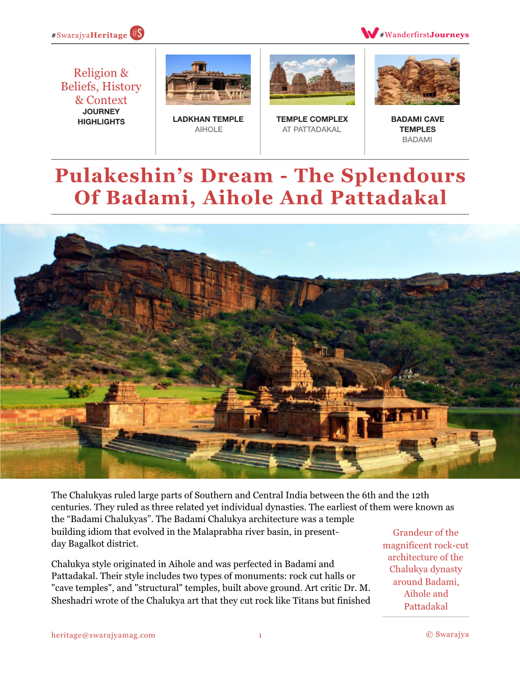 The Splendours of Badami, Aihole and Pattadakal