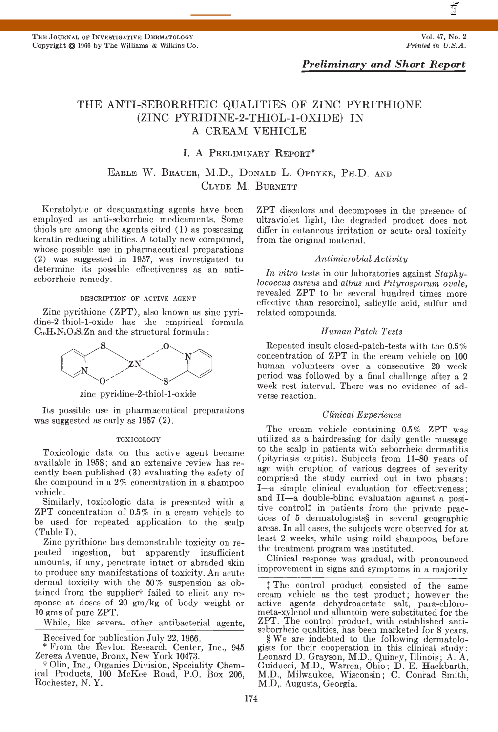 The Anti-Seborrheic Qualities of Zinc Pyrithione (Zinc Pyridine-2-Thiol-1-Oxide) in a Cream Vehicle