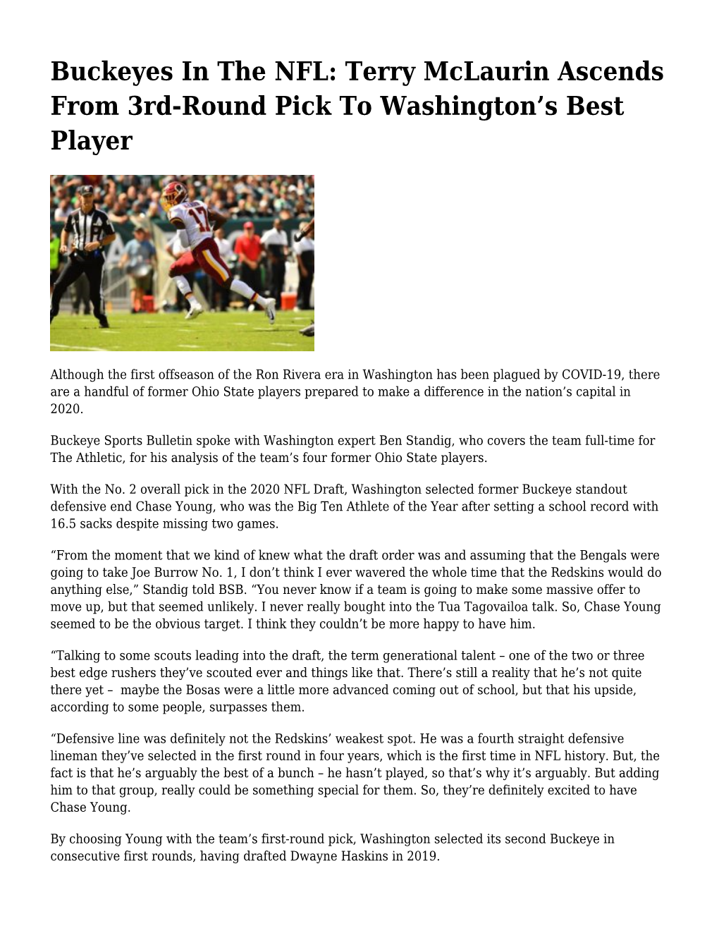 Buckeyes in the NFL: Terry Mclaurin Ascends from 3Rd-Round Pick to Washington’S Best Player