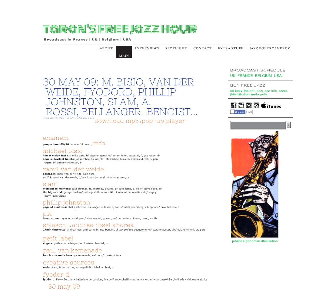Taran's Free Jazz Hour Broadcast in France | UK | Belgium | USA