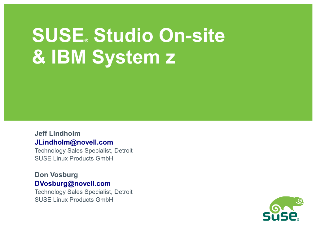 SUSE Studio Onsite 1.2 & System Z