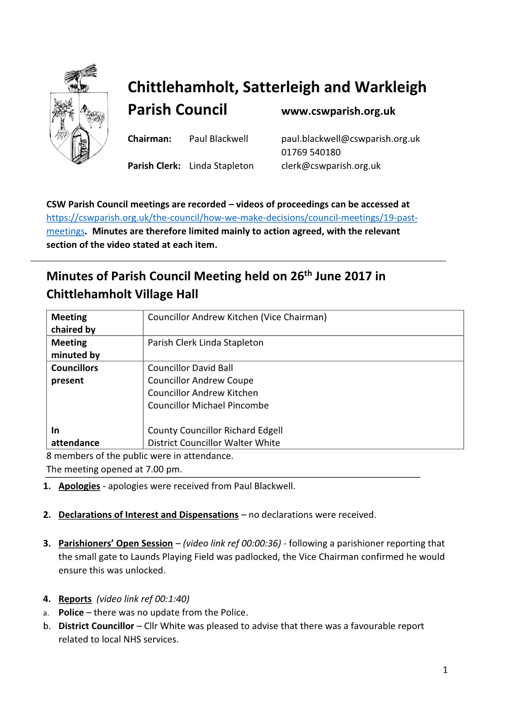 Chittlehamholt, Satterleigh and Warkleigh Parish Council