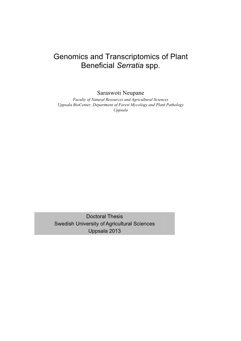Genomics and Transcriptomics of Plant Beneficial Serratia Spp