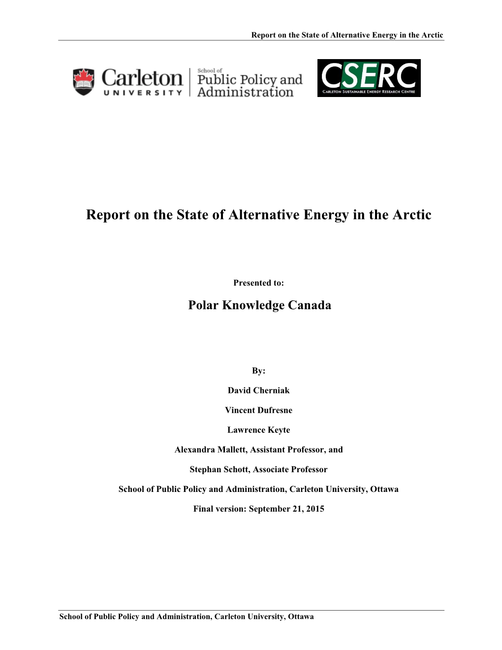 State of Domestic Energy Provision in the Arctic.Docx