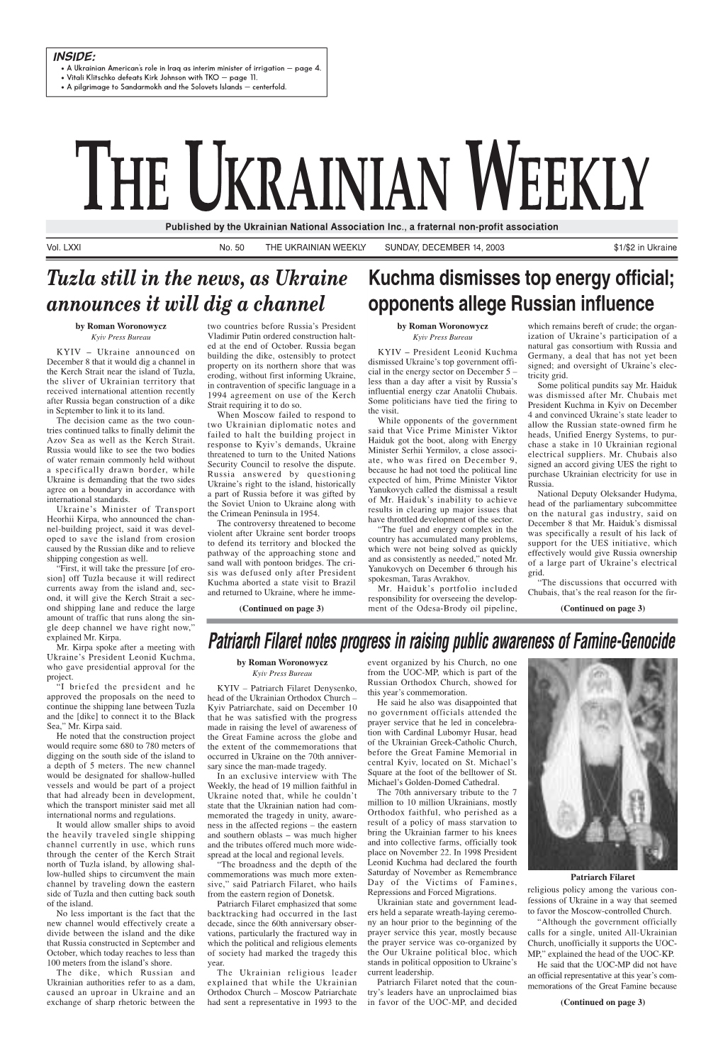 The Ukrainian Weekly 2003, No.50