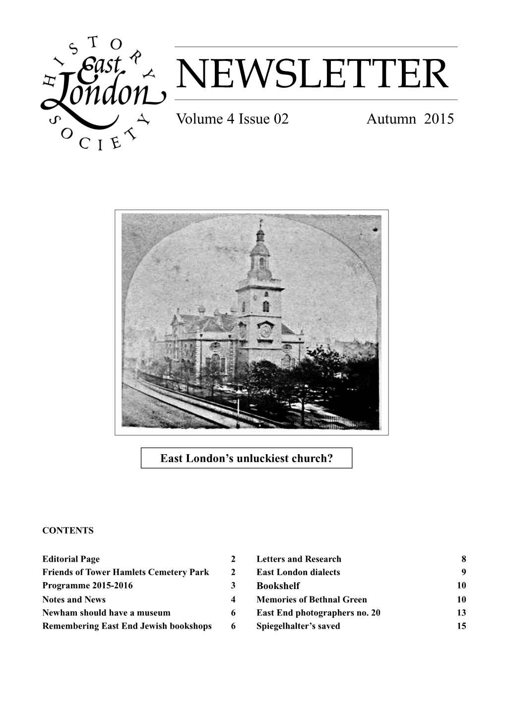 NEWSLETTERNEWSLETTER Volumevolume 4 Issue 4 Issue 02 02 Autumn Autumn 2015 2015