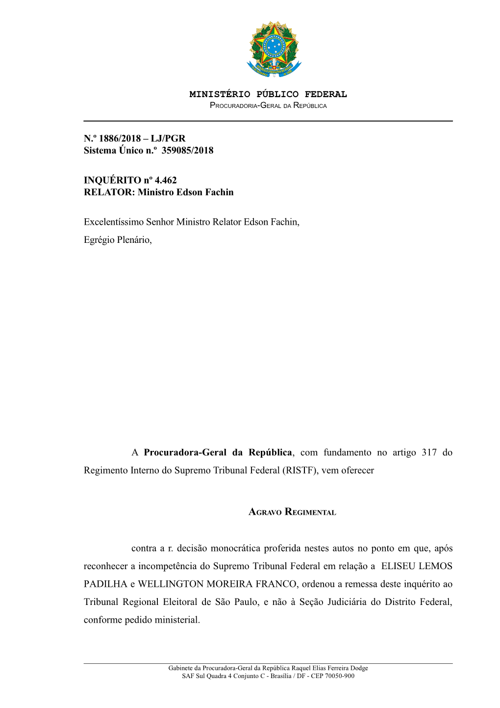 Ministério Público Federal N.º 1886/2018