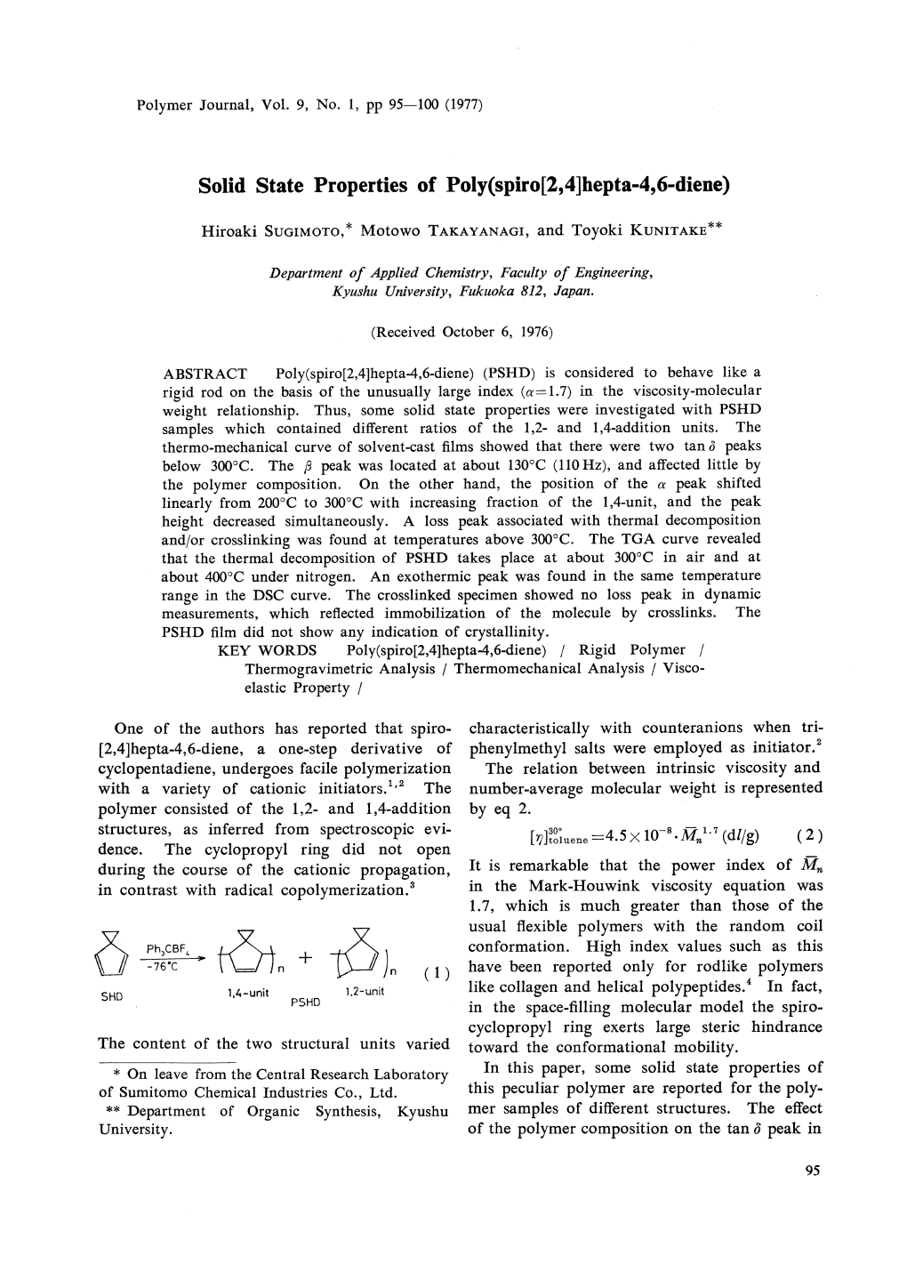 Solid State Properties of Poly(Spiro[2,4]Hepta-4,6-Diene)