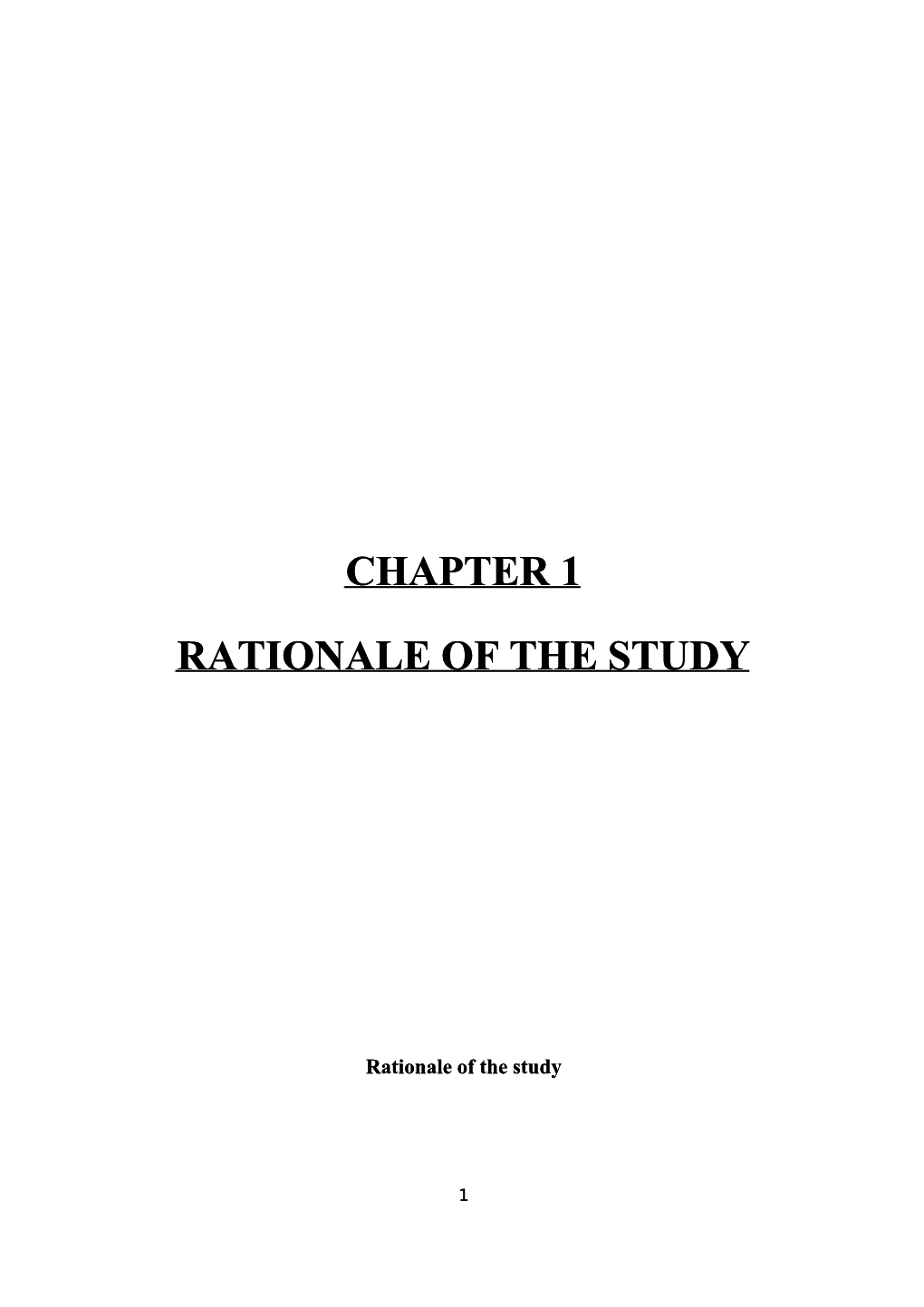 Chapter 1 Rationale of the Study