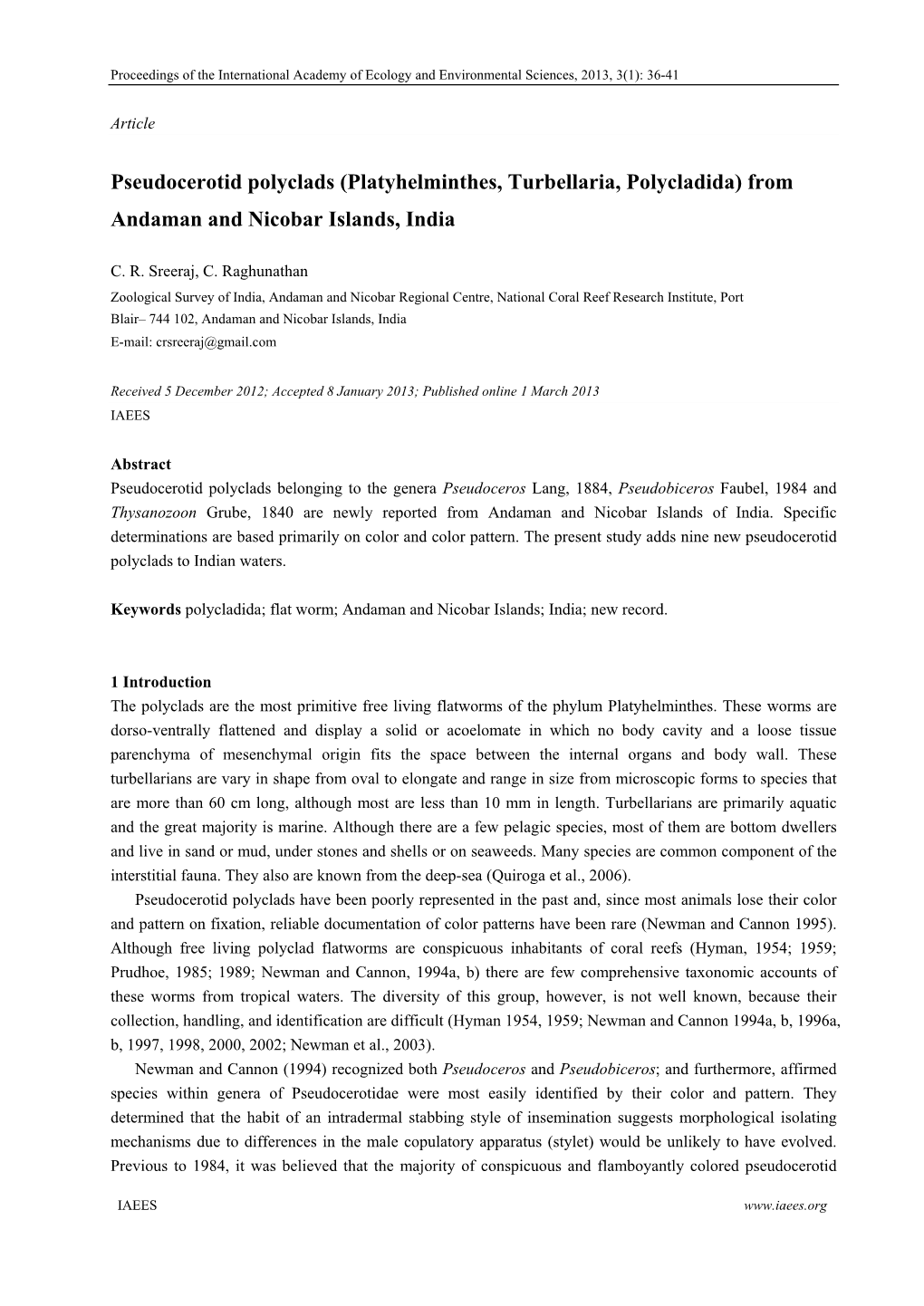 Pseudocerotid Polyclads (Platyhelminthes, Turbellaria, Polycladida) From