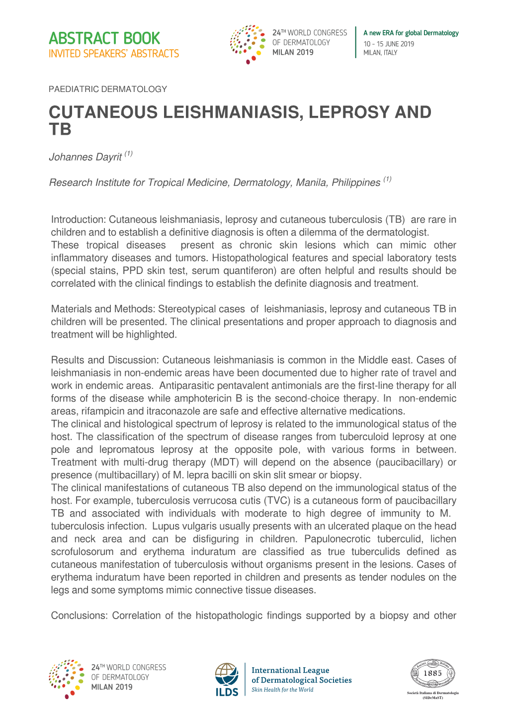 Cutaneous Leishmaniasis, Leprosy and Tb