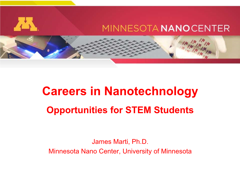 Careers in Nanotechnology Opportunities for STEM Students