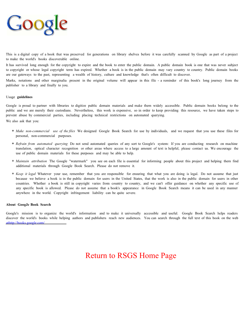 RSGS Home Page
