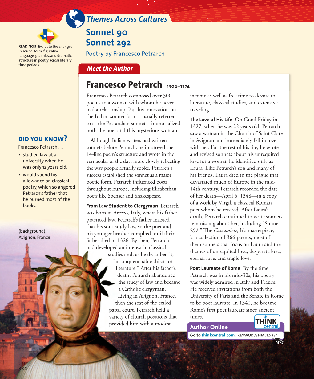 Petrarch-Sonnets 90 and 292.Pdf