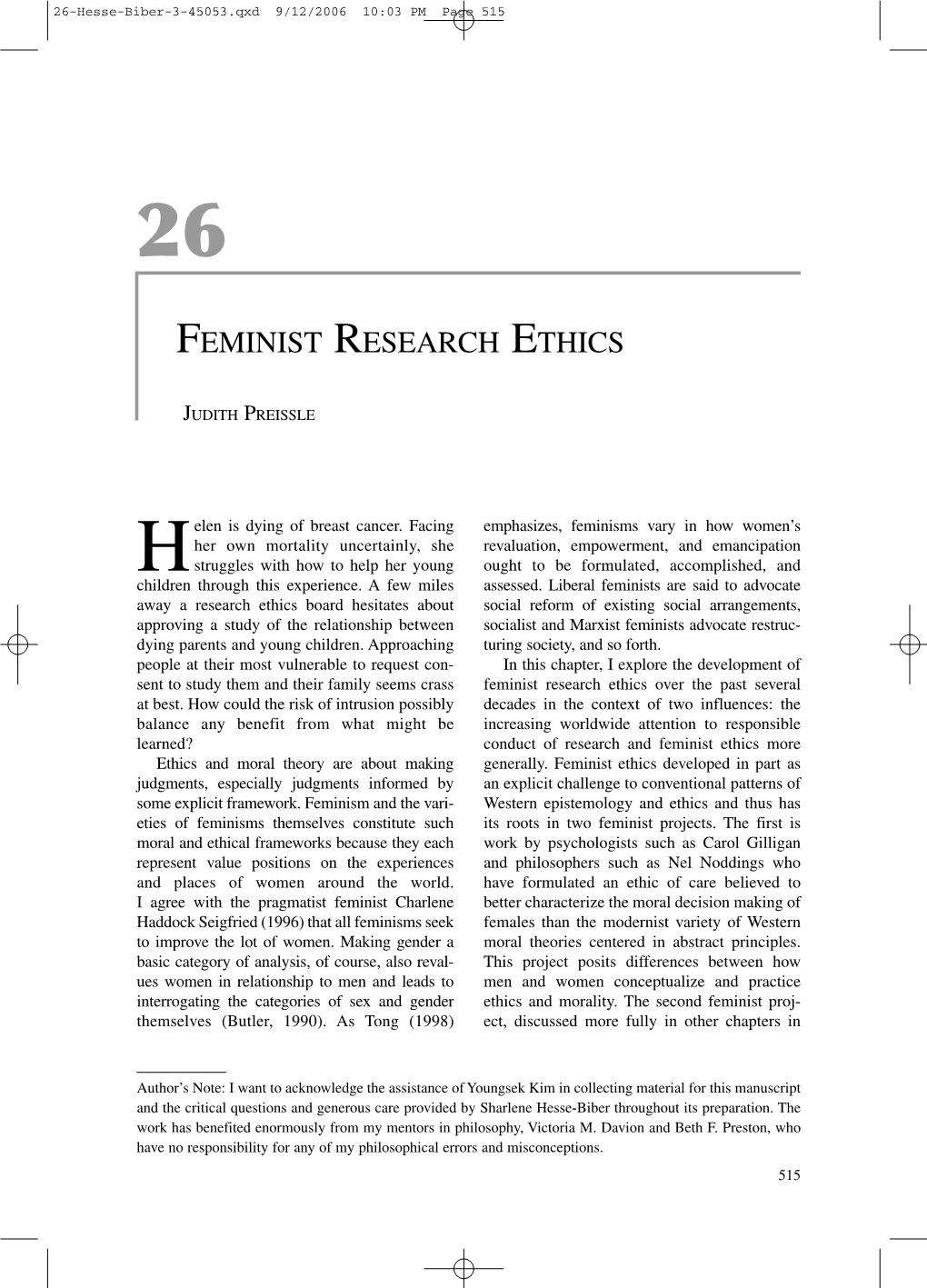 Feminist Research Ethics