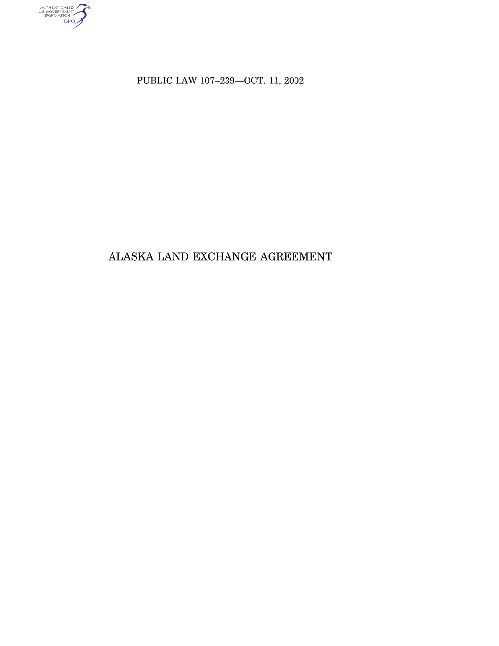 Alaska Land Exchange Agreement