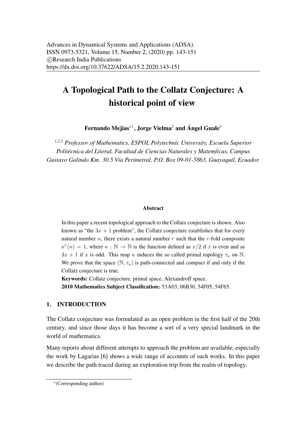 A Topological Path to the Collatz Conjecture: a Historical Point of View