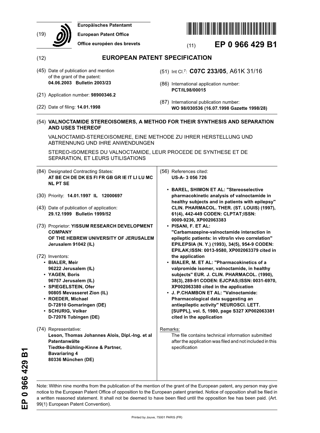 Valnoctamide Stereoisomers, a Method for Their