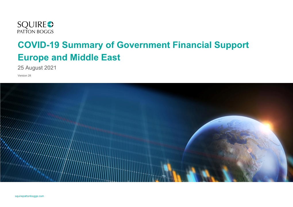 COVID-19 Summary of Government Financial Support Europe and Middle East 25 August 2021