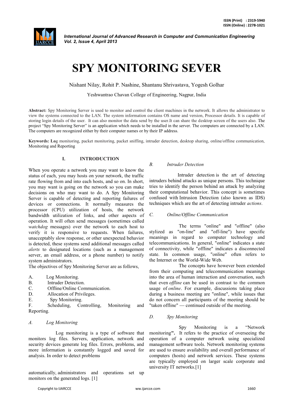 Spy Monitoring Sever