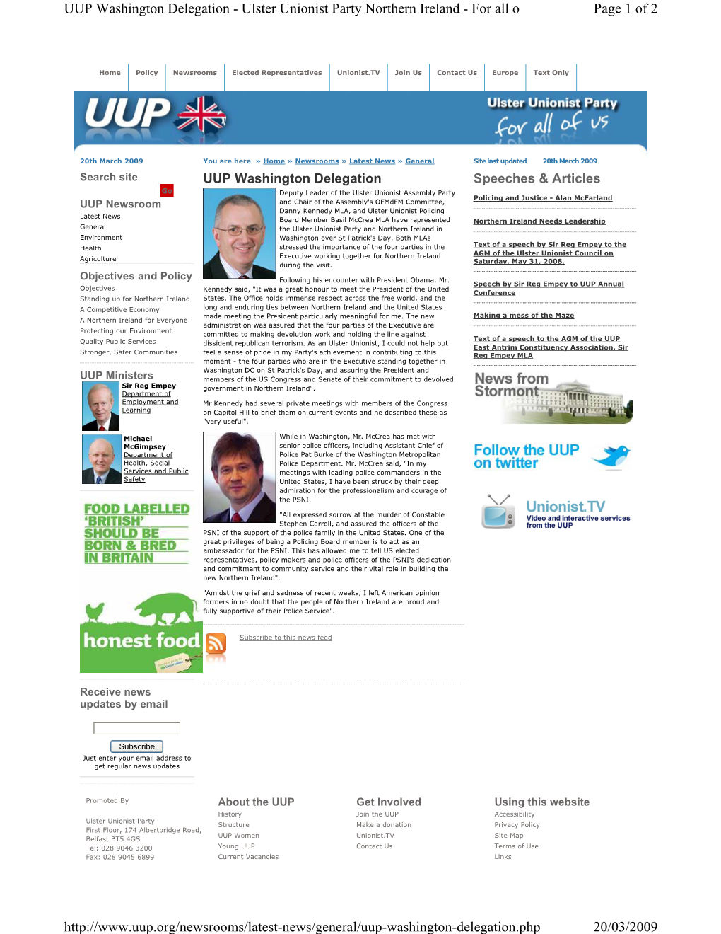 Page 1 of 2 UUP Washington Delegation