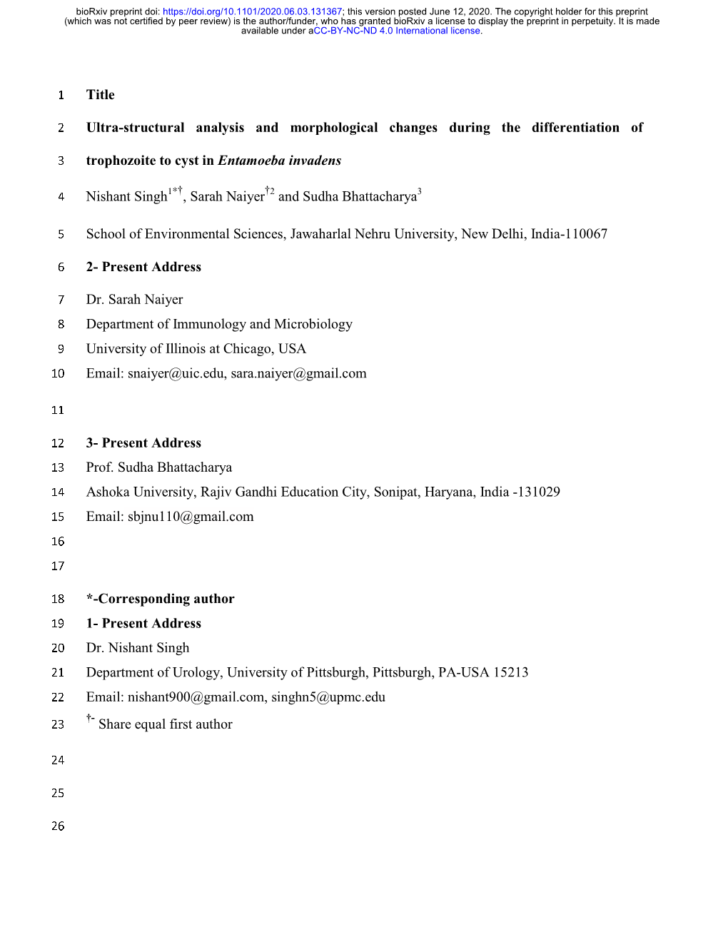 Title Ultra-Structural Analysis and Morphological Changes