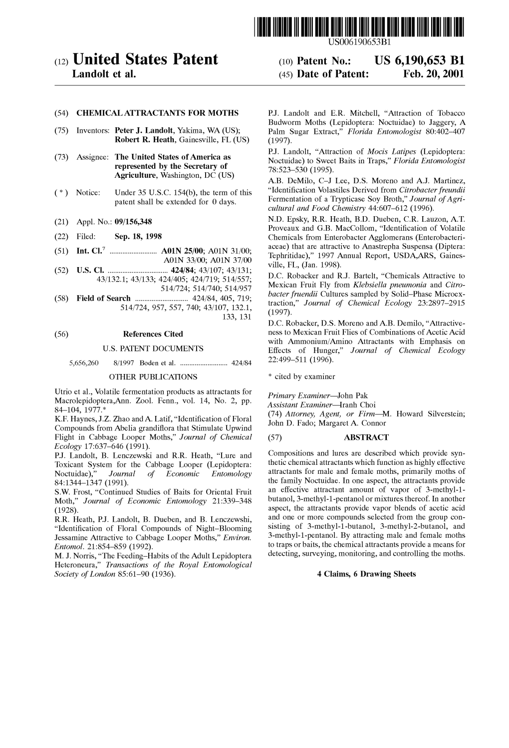 (12) United States Patent (10) Patent No.: US 6,190,653 B1 Landolt Et Al