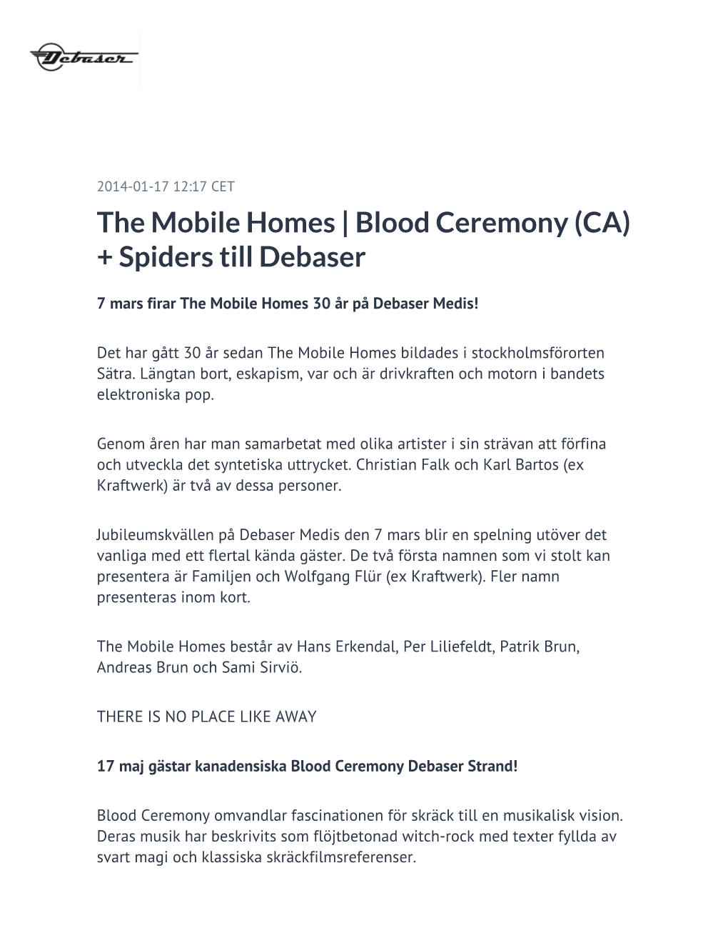 The Mobile Homes | Blood Ceremony (CA) + Spiders Till Debaser