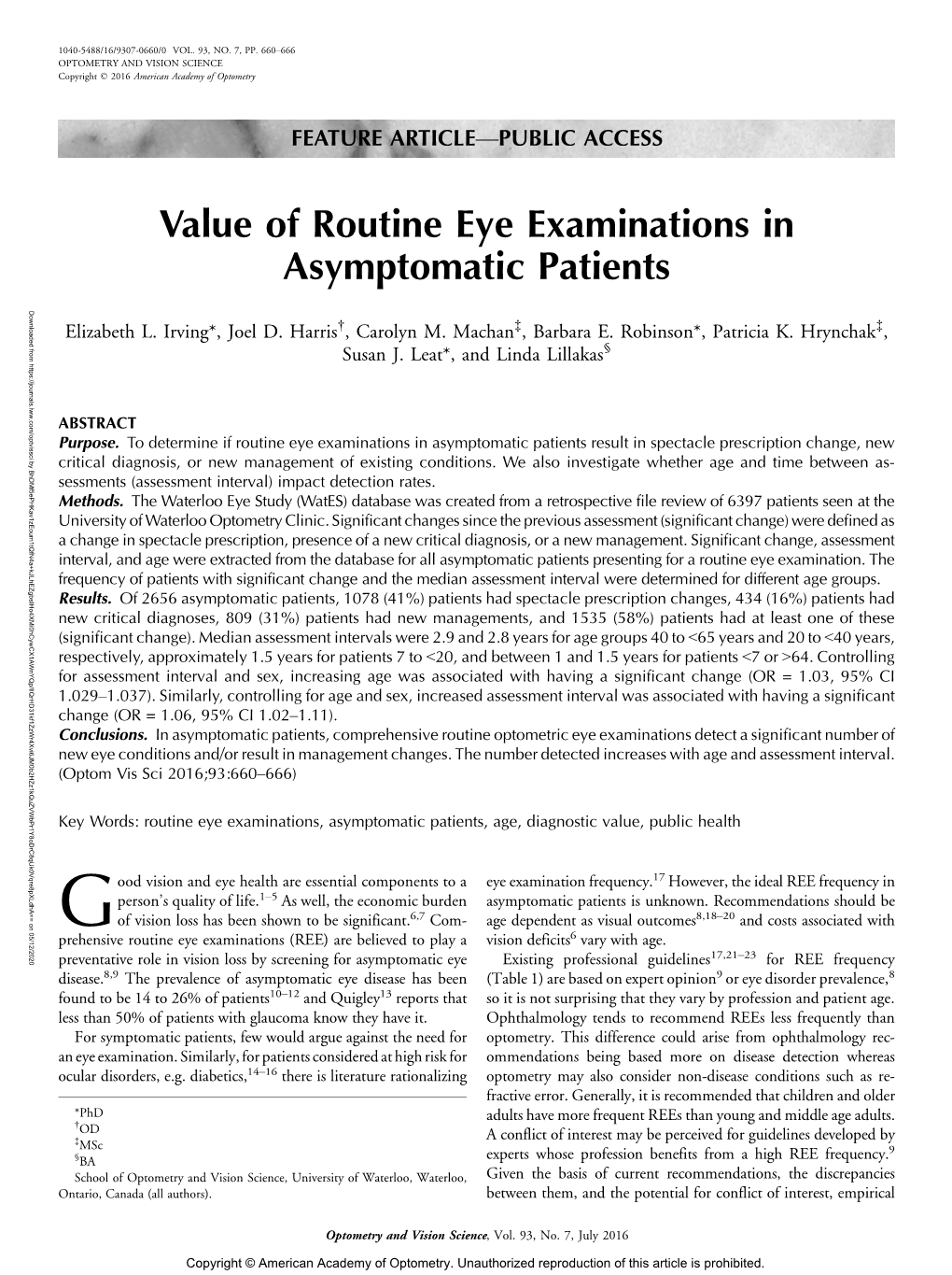 Value of Routine Eye Examinations in Asymptomatic Patients