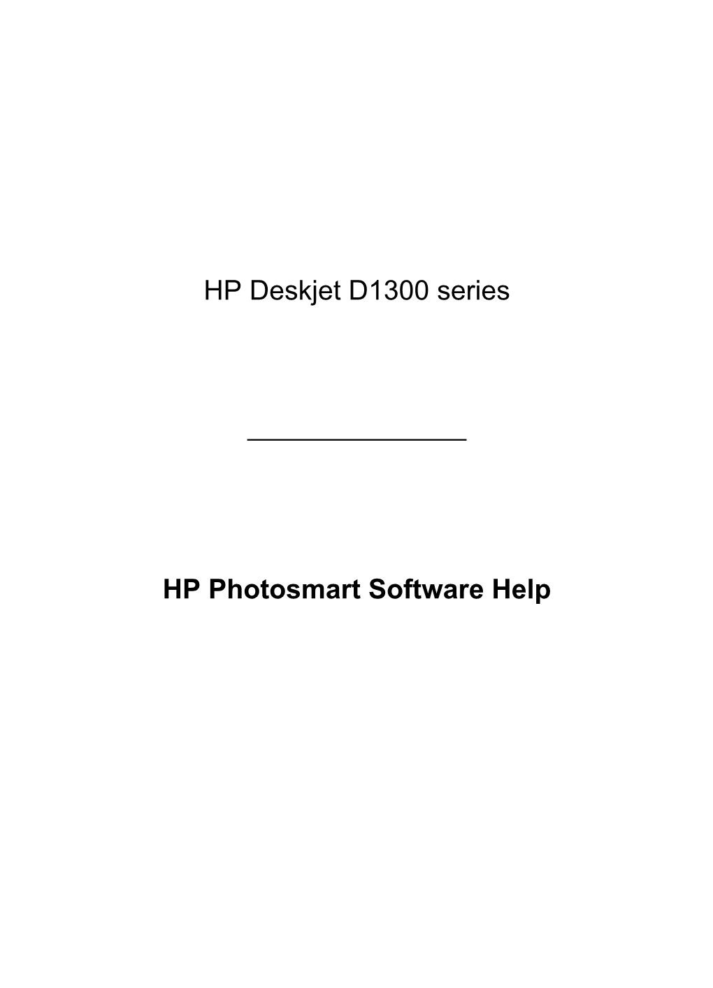 HP Deskjet D1300 Series Photosmart Software Help