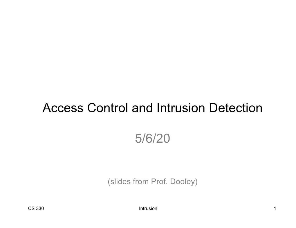 Access Control and Intrusion Detection 5/6/20