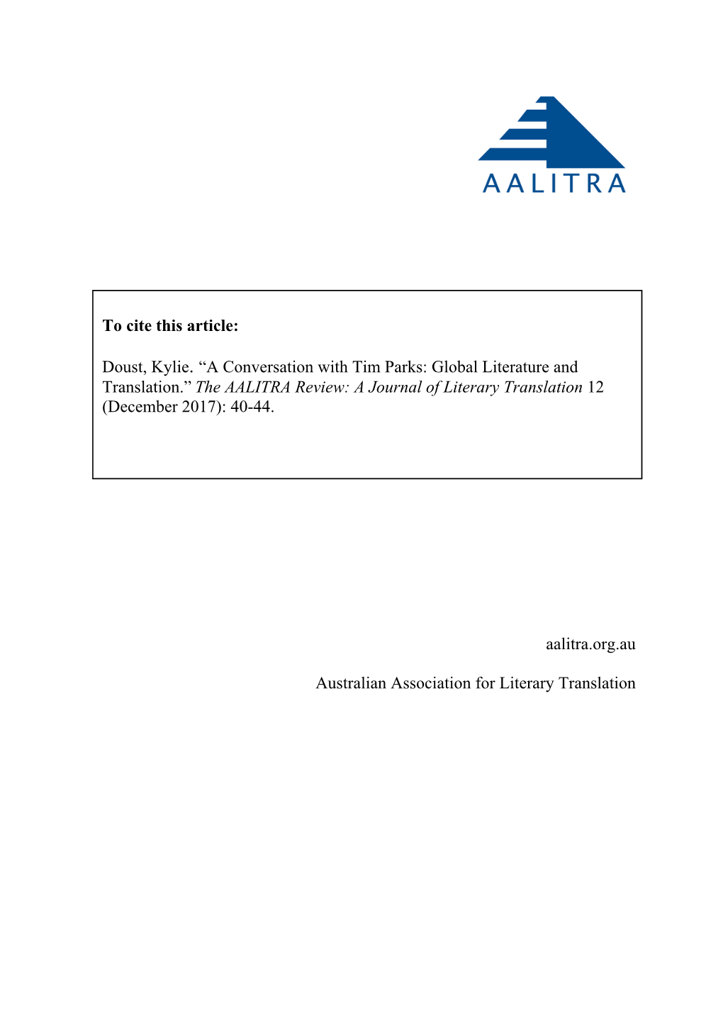 The AALITRA Review Issue 12, December 2017