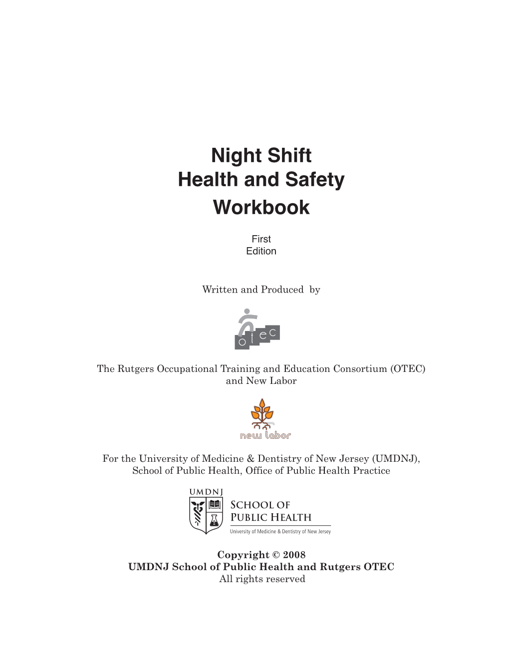 Night Shift Health and Safety Workbook