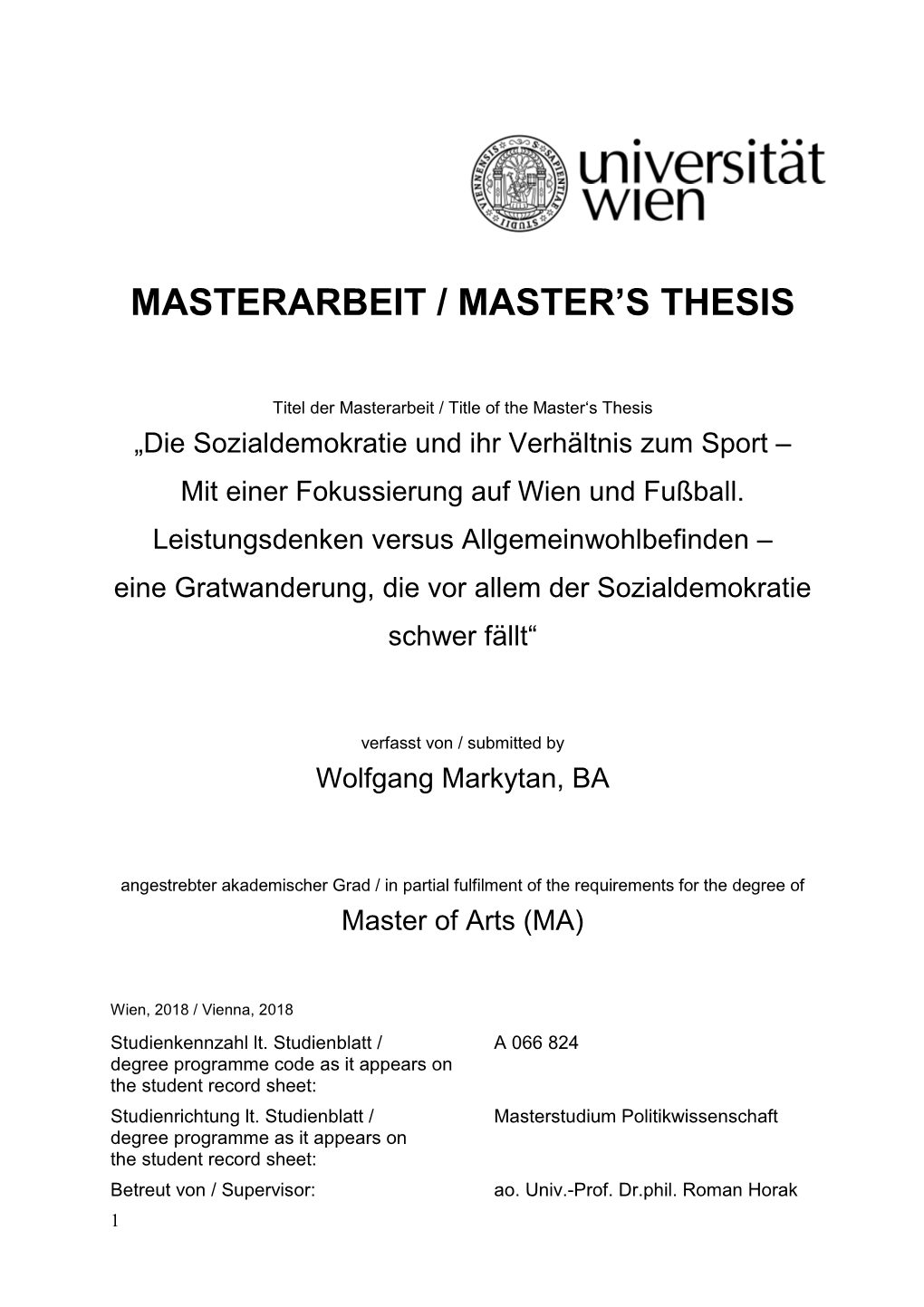 Masterarbeit / Master's Thesis