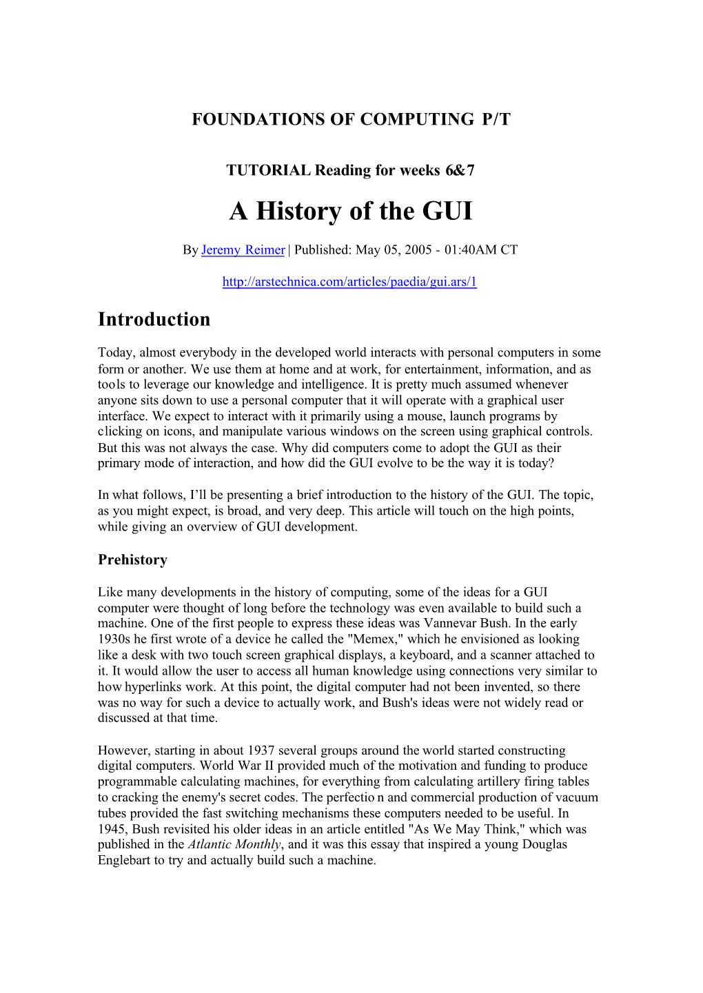 A History of the GUI