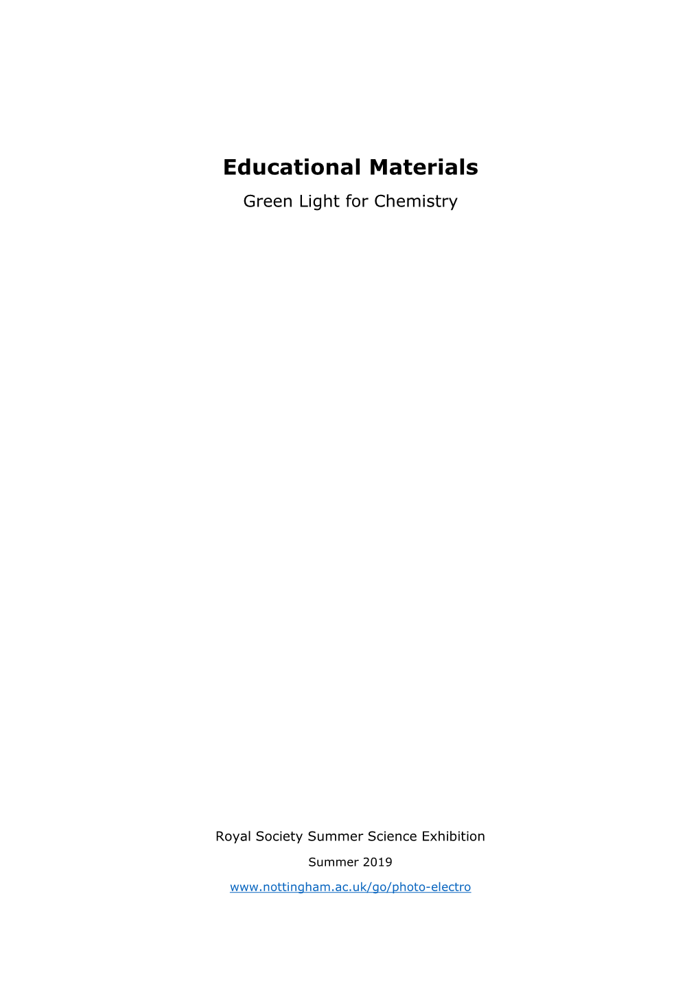 Educational Materials Green Light for Chemistry