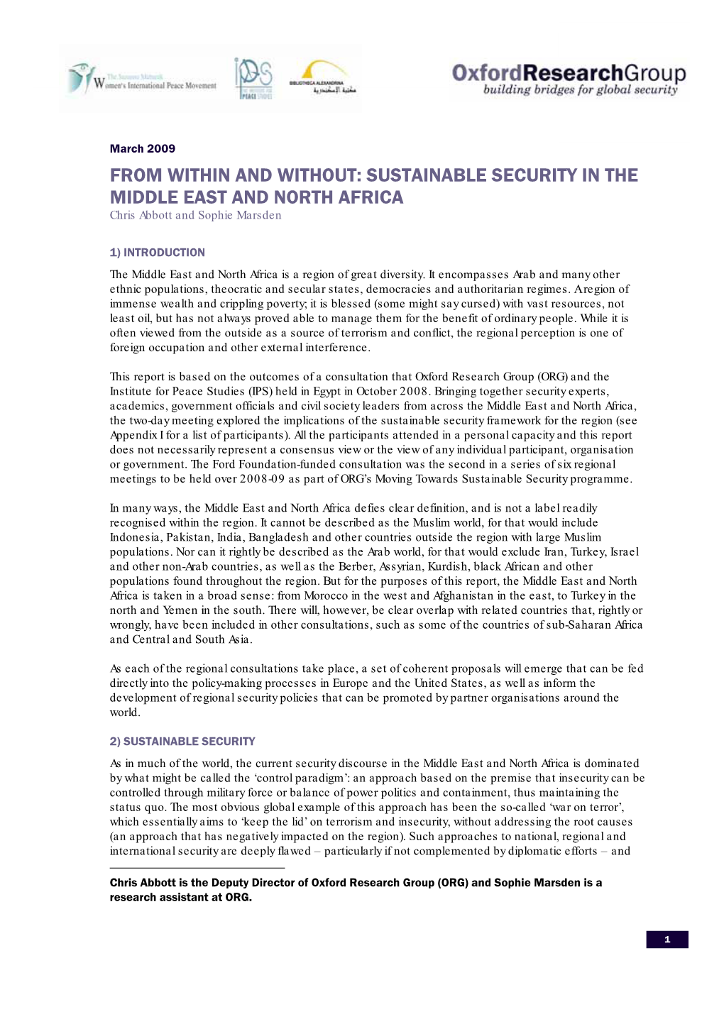 Sustainable Security in the Middle East and North Africa