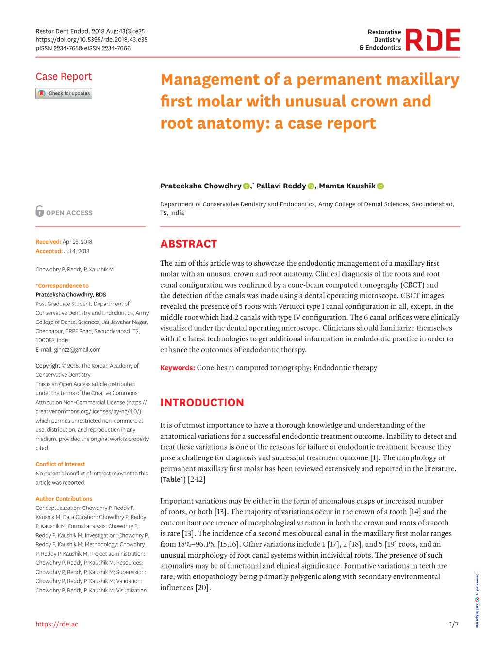 Management of a Permanent Maxillary First Molar with Unusual Crown and Root Anatomy: a Case Report