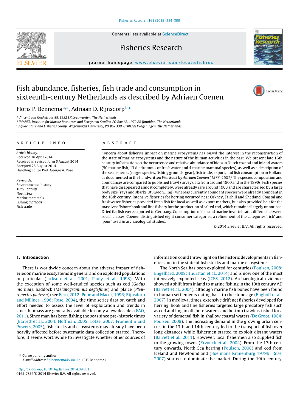 Fish Abundance, Fisheries, Fish Trade and Consumption in Sixteenth