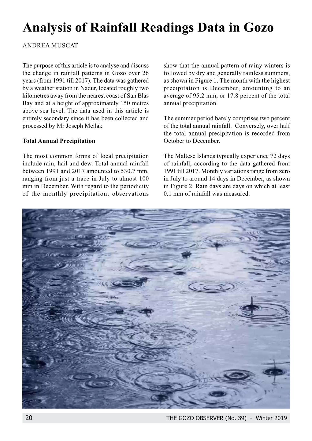 Analysis of Rainfall Readings Data in Gozo Andrea Muscat